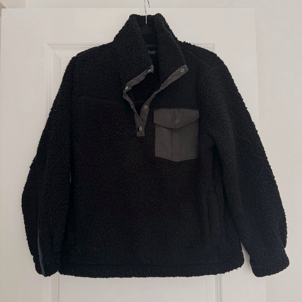 Abercrombie & Fitch women’s black soft Sherpa quarter zip sweater size medium